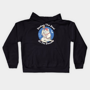 Baseball seal animal Kids Hoodie